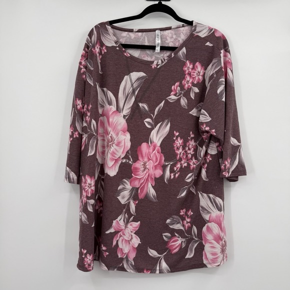 Dear Scarlett Tops - Dear Scarlett Shirt Womens XL Purple Pink Floral Knit Tunic Spring Basic Boxy